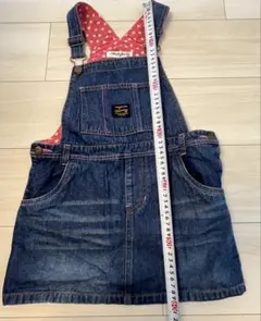 デニム ジャンバースカート ハート刺繍　120-130cm