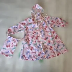 リボン柄フード付きレインコート110