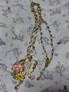 ANNA SUI　アナスイ　お花と蝶々　ロングネックレス