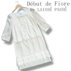 美品 Debut de Fiore フリル リボン付き プリーツ裾ワンピース