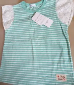 3can4on ボーダーTシャツ 120cm 黄緑色 サンカンシオンのサムネイル