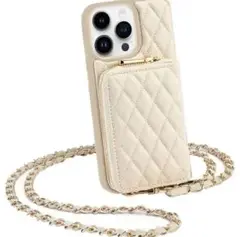 【新品】 iPhone12用 クロスボディチェーンウォレットスマホケースSK09