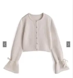 【新品タグ付き】GRLリボンスリーブショート丈ニットカーディガン