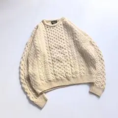 アイルランド製　メリノウール　アランニット　フィッシャーマンニット　B15