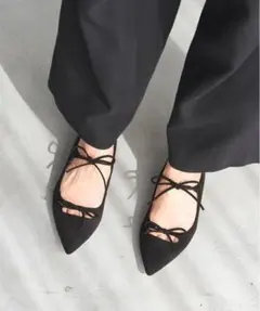 LE TALON ポインテッドダブルリボンフラット