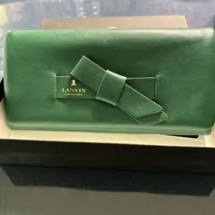 LANVIN COLLECTION グリーンレザー長財布