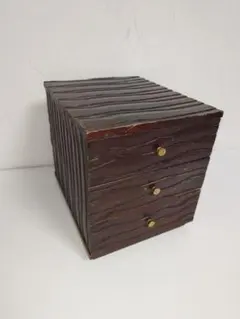 木製 3段 小物入れ 三段引出し 昭和レトロ 民芸 アンティーク 木箱