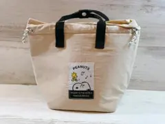 スヌーピー PEANUTS 巾着 保冷保温 ランチバッグ 新品　ベージュ