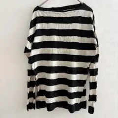 ★J.CREW 黒 白 ストライプ 長袖 Tシャツ カジュアル トップス 人気のサムネイル