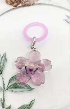 桜型アンブレラマーカー　蝶　紫　パープル