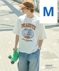 ピーナッツ 別注 カレッジロゴ ルーズ半袖Tシャツ（M）のサムネイル