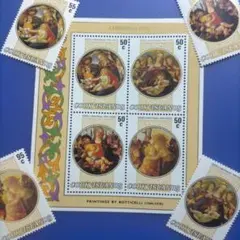 4531 外国切手 クック諸島 1985年 クリスマス 宗教絵画 セット未使用