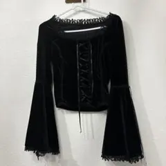 SHEIN ベロア風姫袖トップス 黒