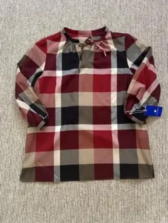 新品、ブルーレーベルクレストブリッジ★★チェックエアリーブロード 7分袖ブラウス