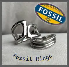 美品Fossilフォッシルステンレススチール ファッションリング 指輪2個セット