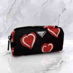 限定品 PRADA プラダ ハート柄ポーチ マルチポーチ 三角ロゴ ナイロン