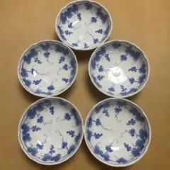 未使用　たち吉 染付 葡萄　ぶどう　小鉢　5枚セット 陶器　葡萄柄のサムネイル