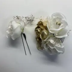 ホワイトゴールド花飾り かんざし