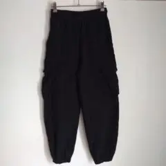 GRAZOS 黒いカーゴパンツ サイドポケット付き
