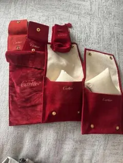 Cartier 赤 スエード ポーチ セット - メルカリ