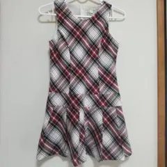 女の子　ノースリーブ　ローウエスト　フォーマル　ワンピース　チェック柄120cm