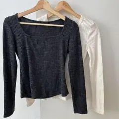 SHEIN リブ長袖ニット 2枚セットS/M