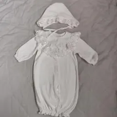 【着用回数2回のみ！】2Wayベビードレス 50帽子付き★ 退院着