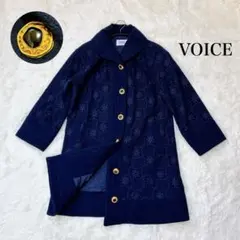 VOICE レトロ ヴィンテージ 金ボタン 花柄 刺繍 ロングコート ネイビー