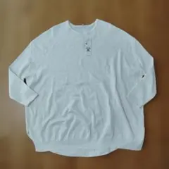 coca クルーネックニットチュニック　アイボリー　L