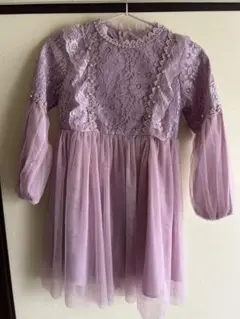 薄紫 レース フリル ドレス 140サイズ