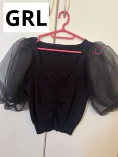 GRL グレイル 夏服 黒トップス パフスリーブ Lサイズ