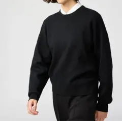 ユニクロ UNIQLO スムースコットンクルーネックセーター ブラック