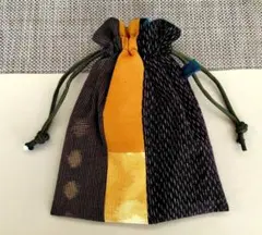 久留米絣　ハンドメイド裏付き巾着⑦