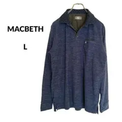 S1433【MACBETH】L　メンズ フリース ポロシャツ　襟生地切り替えのサムネイル