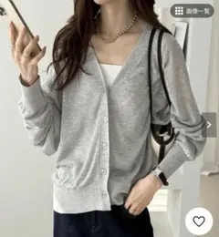 GeeRa 接触冷感！Ｖネックカーディガン グレーのサムネイル