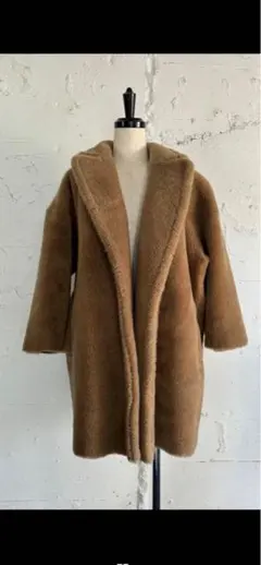 美品】マックスマーラ ロングコート ムートン風 ファー スエード