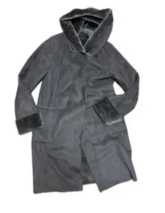 【ジャーナルスタンダード】フェイクムートンフードロングコート/ブラウン系/S