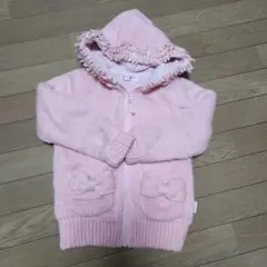 mezzo piano ピンク フード付きボアニットジャケット