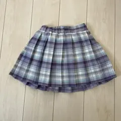 130cm パープル系チェック プリーツスカート