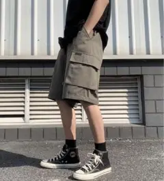 カーゴパンツ ショートパンツ ワークパンツ M カーキ 男女兼用 新品