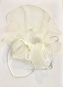 GOLDY リボンハングチュールビッグシュシュ(アイボリー)