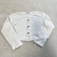 【最終お値引き】ホワイト リボンボタン 長袖カーディガン・ボレロ