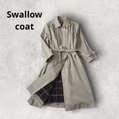 スワローコート トレンチコート 比翼ボタン 裏地チェック柄 羽織り アウター