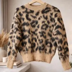 【極美品】AMERI 定価1.7万 モヘヤ レオパード ニット アニマル