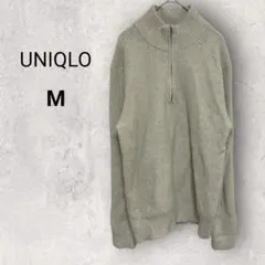 ユニクロ メンズ スフレヤーンハーフジップセーター 長袖 M ナチュラル ウール