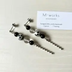 No.97　天然石とボールチェーン∴ピアス／イヤリング