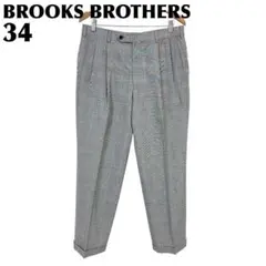 BROOKS BROTHERS スラックス 34 グレー グレンチェック