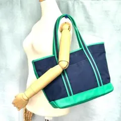 PORTER ポーターガール ボーイフレンド トートバッグ ネイビーxグリーン