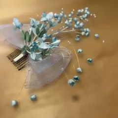 ミントグリーンの髪飾り 約20×15cm