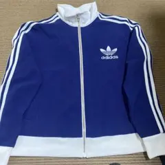 adidas 青パーカーレディース　トラックジャケット